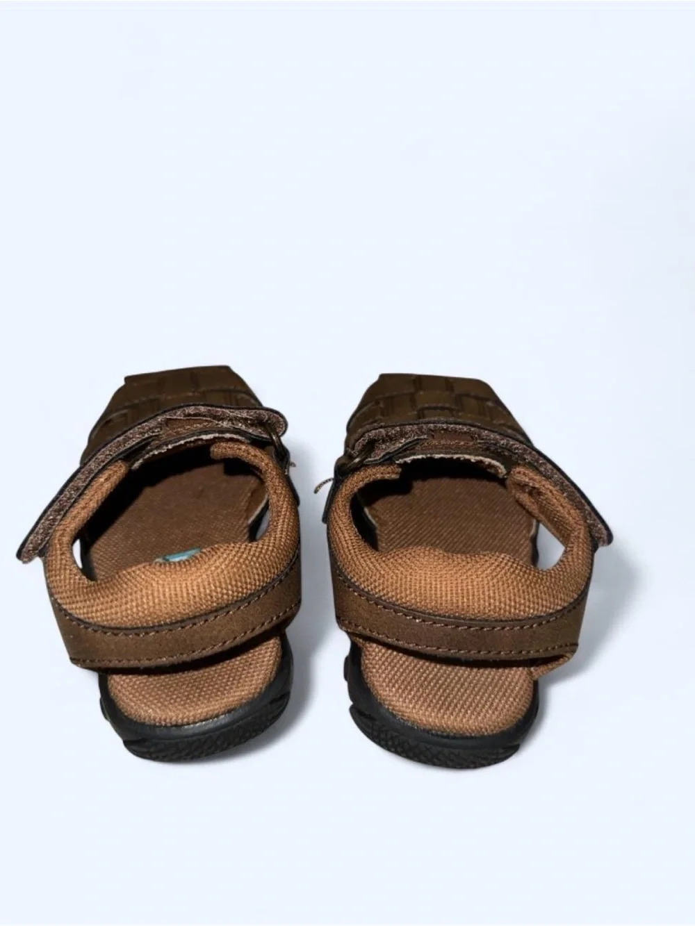 Kids Brown Closed-Toe Fisherman Sandals with Hook-and-Loop Strap